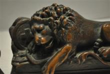 Set of Antique Lion of Lucerne Bookends, Bronze